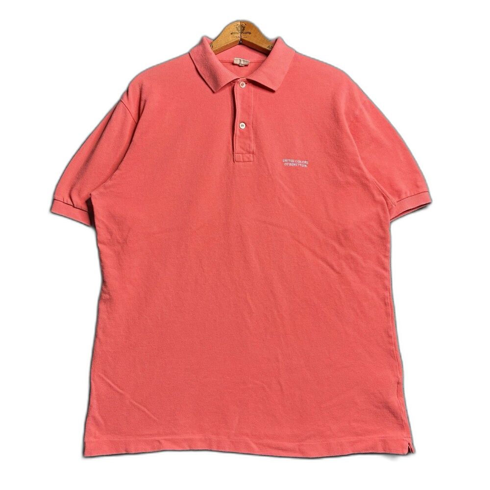 VTG United Colors Benetton Men's Size Large Polo Shirt Pink Old Money Preppy